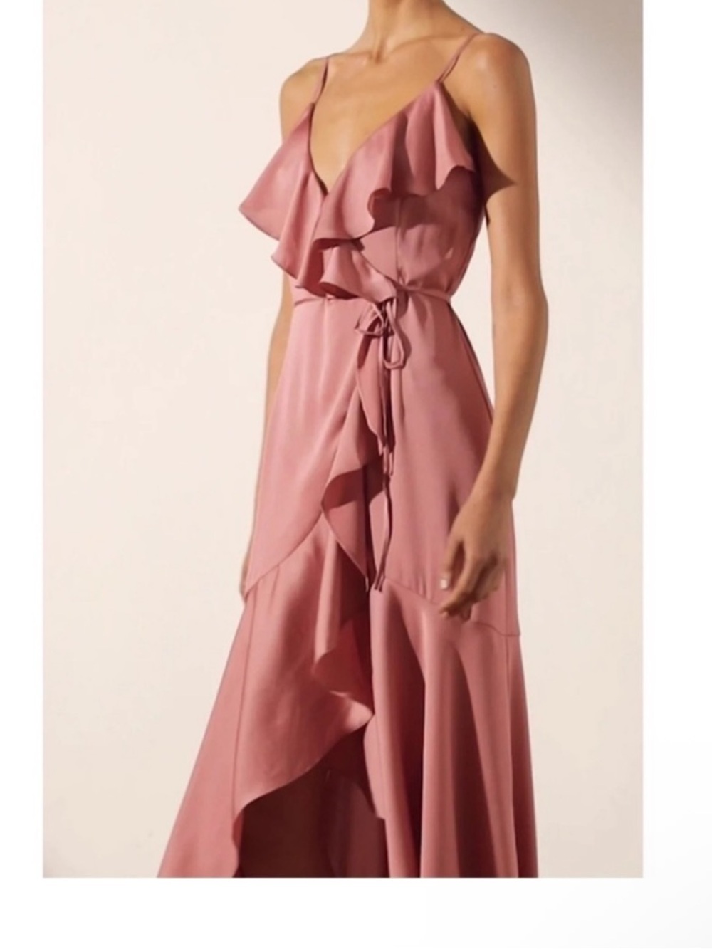 Shona Joy Dusty Rose Ruffle Wrap Maxi Dress Size 6 - Picture 7 of 8